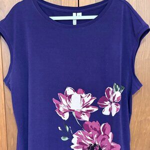 Elle purple top with flowers - XL